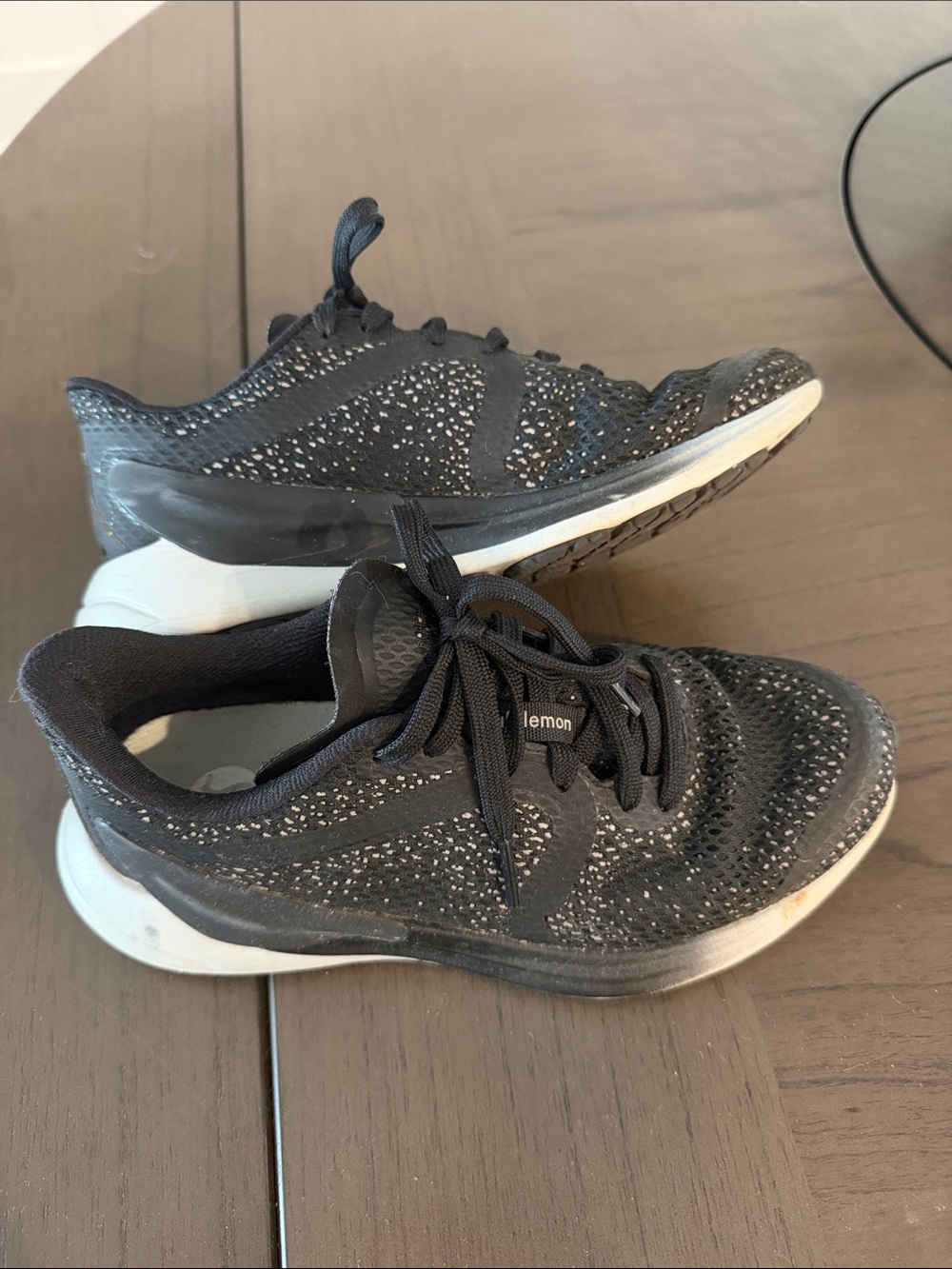 Lululemon Women’s Black Knit Athletic Sneakers with White Sole